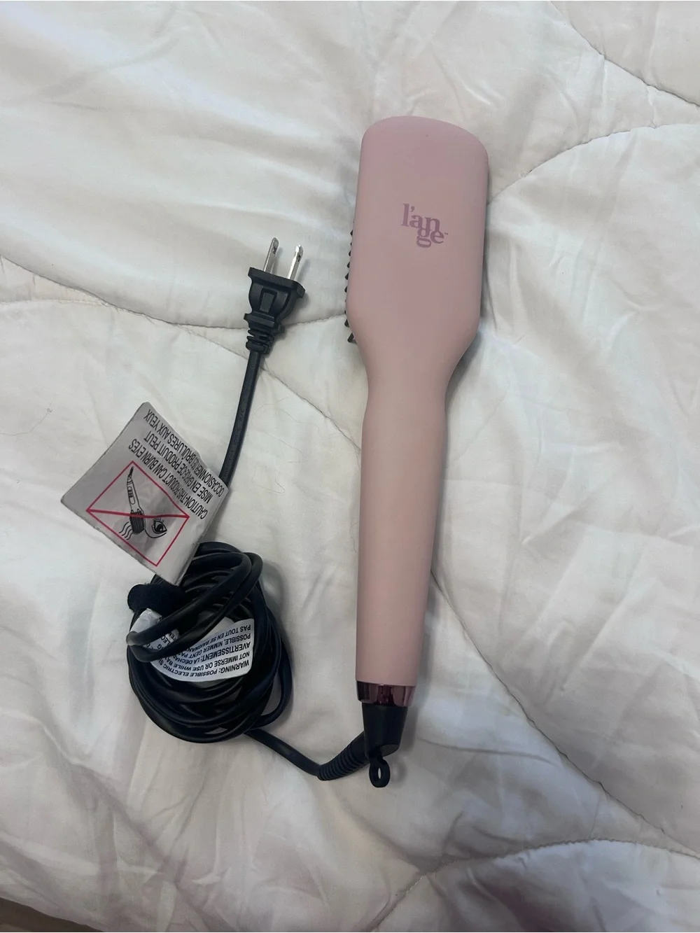 Lange Rose Pink Heated Straightening Brush with Black Bristles
